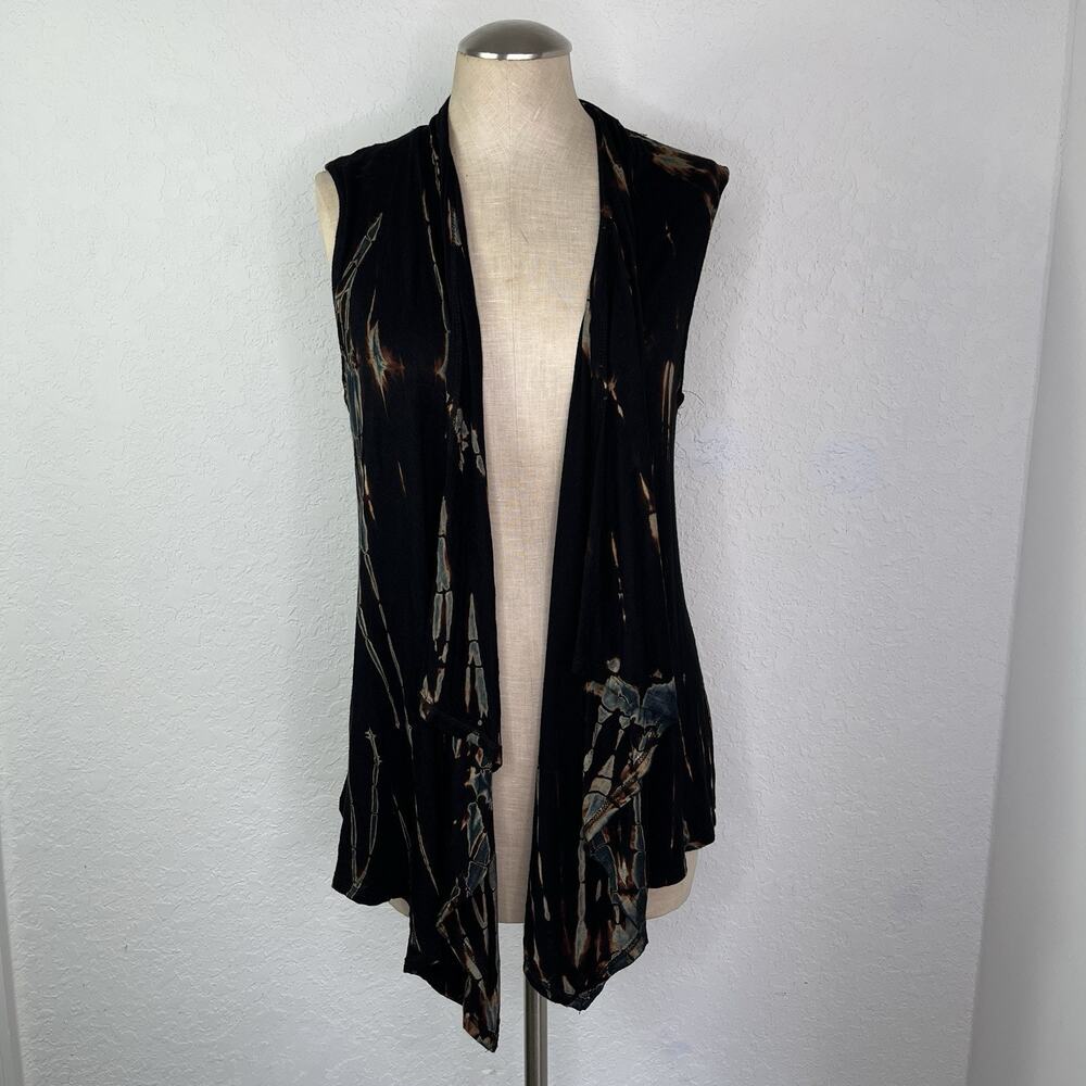 Pure Intent Tie Dye Sleeveless Vest waterfall draped front, boho, hippie, size L